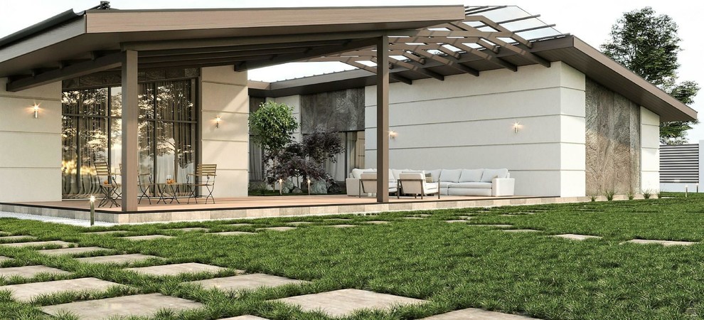 Современный одноэтажный дом с патио