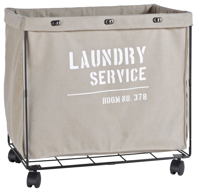 Danya B. Army Canvas Laundry Hamper on Wheels