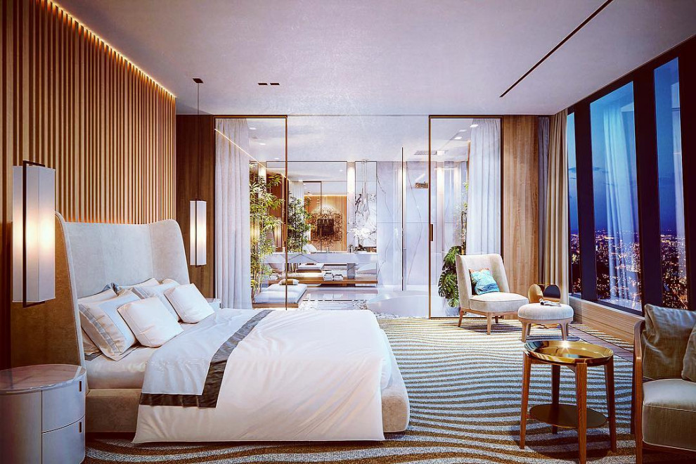 Щелевые диффузоры в интерьере с теплым цветовым решением