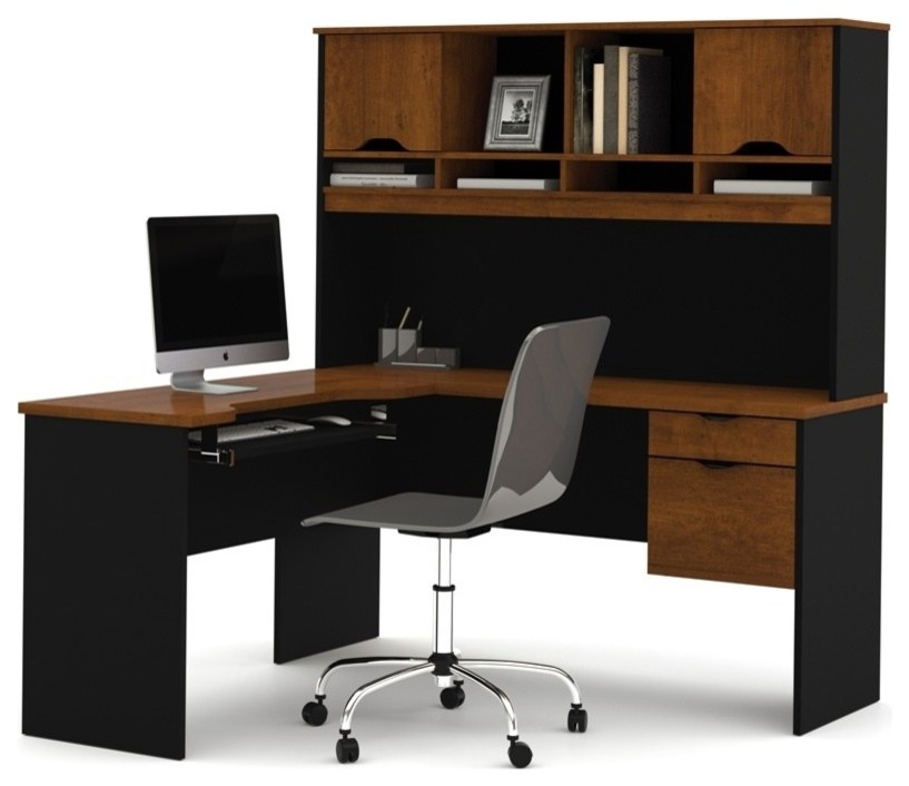 Bestar Innova L Shaped Desk Tuscany Brown And Black