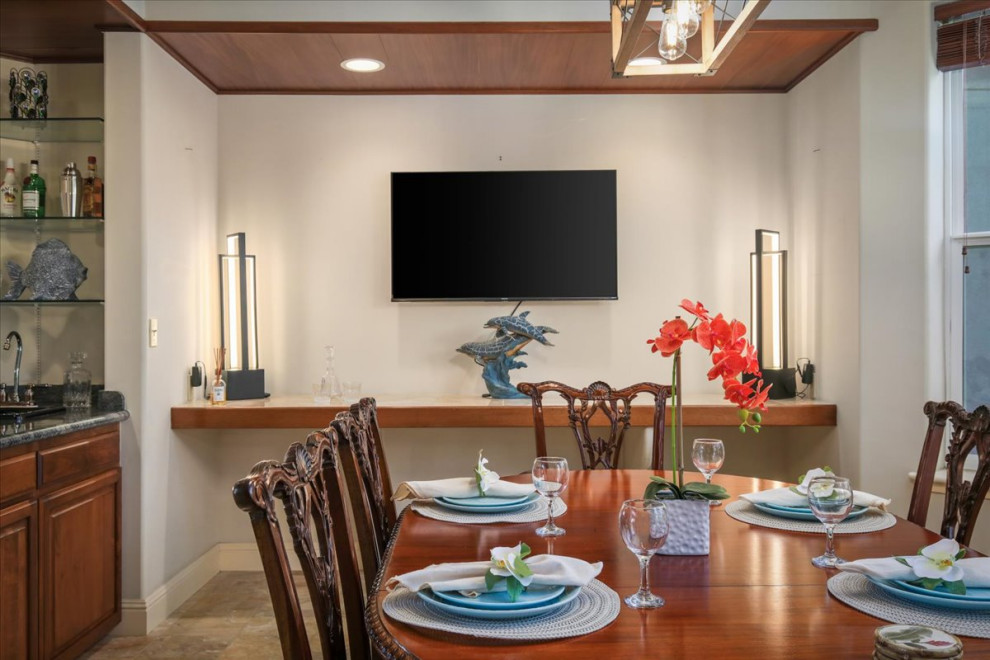 This is an example of a large contemporary dining room in Hawaii.