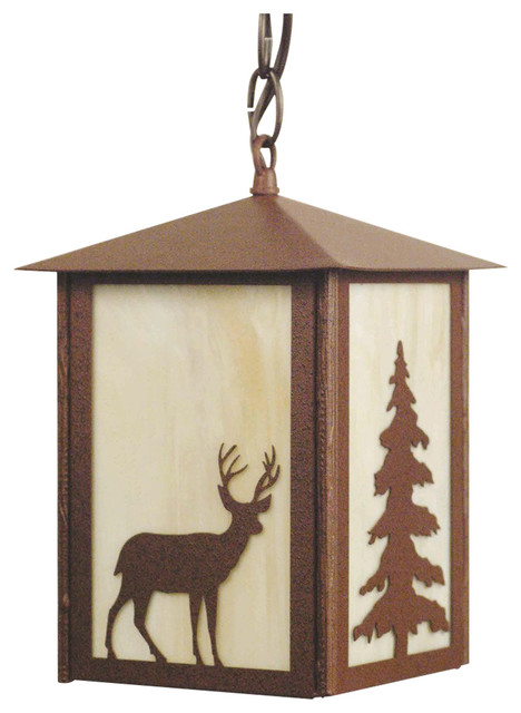 Deer And Tree Outdoor Pendant Light Rustic Hanging