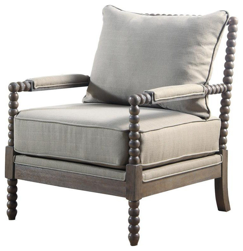 Best Master West Palm Solid Wood Living Room Accent Chair in Rustic Oak/Taupe