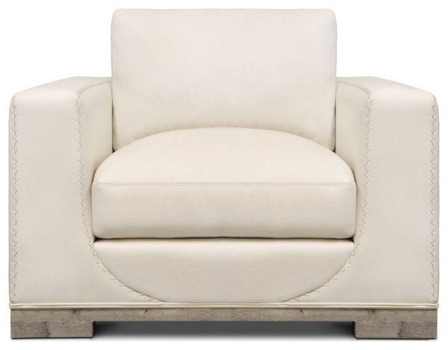 Cassidy Italian Full Grain Leather, Gray Leather Chair And A Half