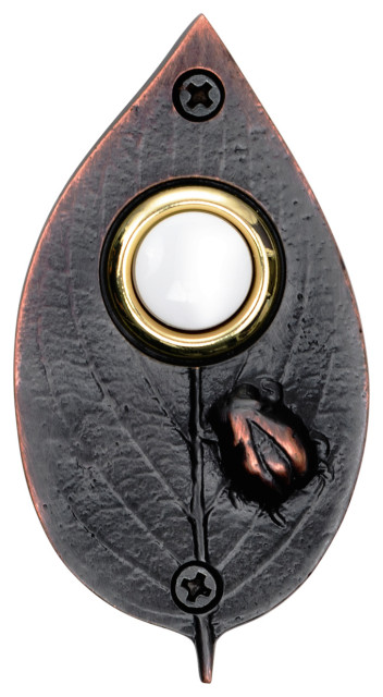 Ladybug on Leaf Doorbell in 4 Finishes, Oil Rubbed Bronze