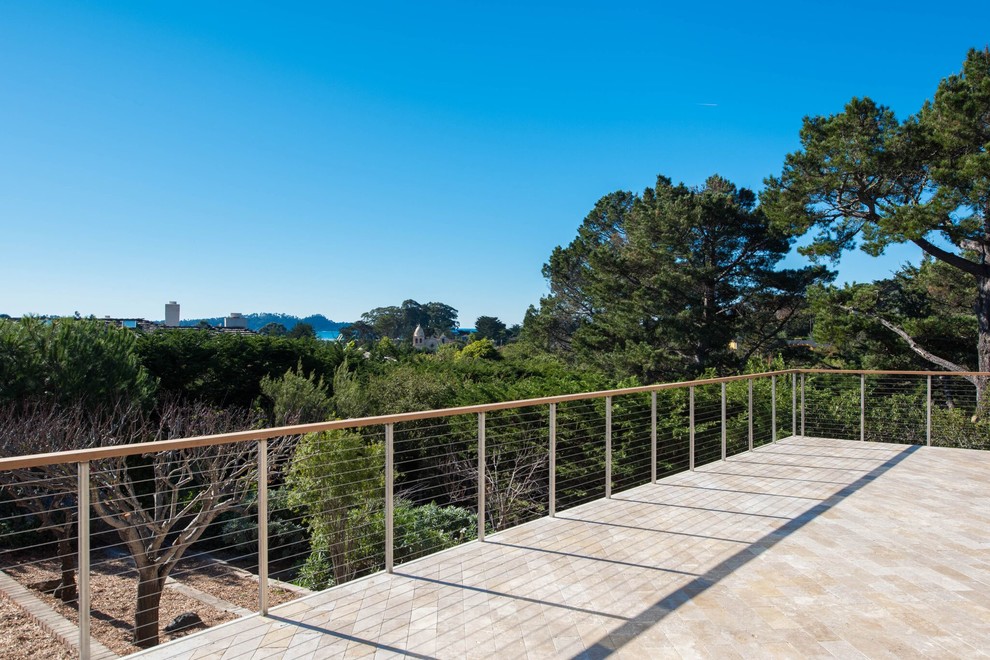 Mid-sized transitional backyard deck photo in Orange County with no cover