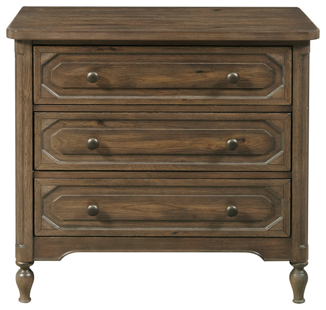 Dark Oak Three Drawer Nightstand Traditional Nightstands And