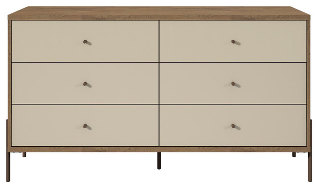 Modern Display Dresser 6 Drawer Chrome Lifted Feet Off White