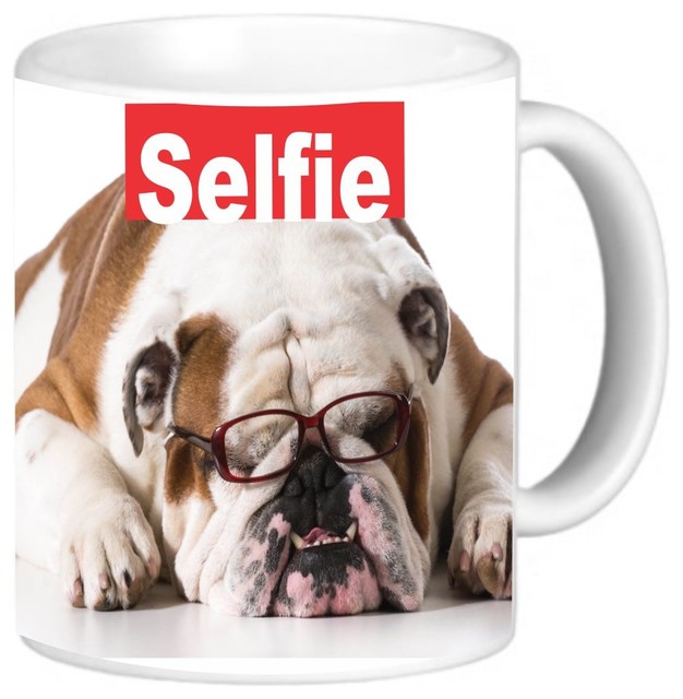 Selfie Relaxing English Bulldog Bull Dog Coffee Mug Contemporary Selfie Relaxing English Bulldog Bull Dog Coffee Mug