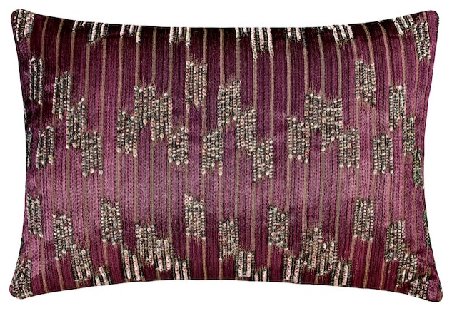 Purple Jacquard Embroidery Sequins 12"x16" Throw Pillow Cover - Cynosure