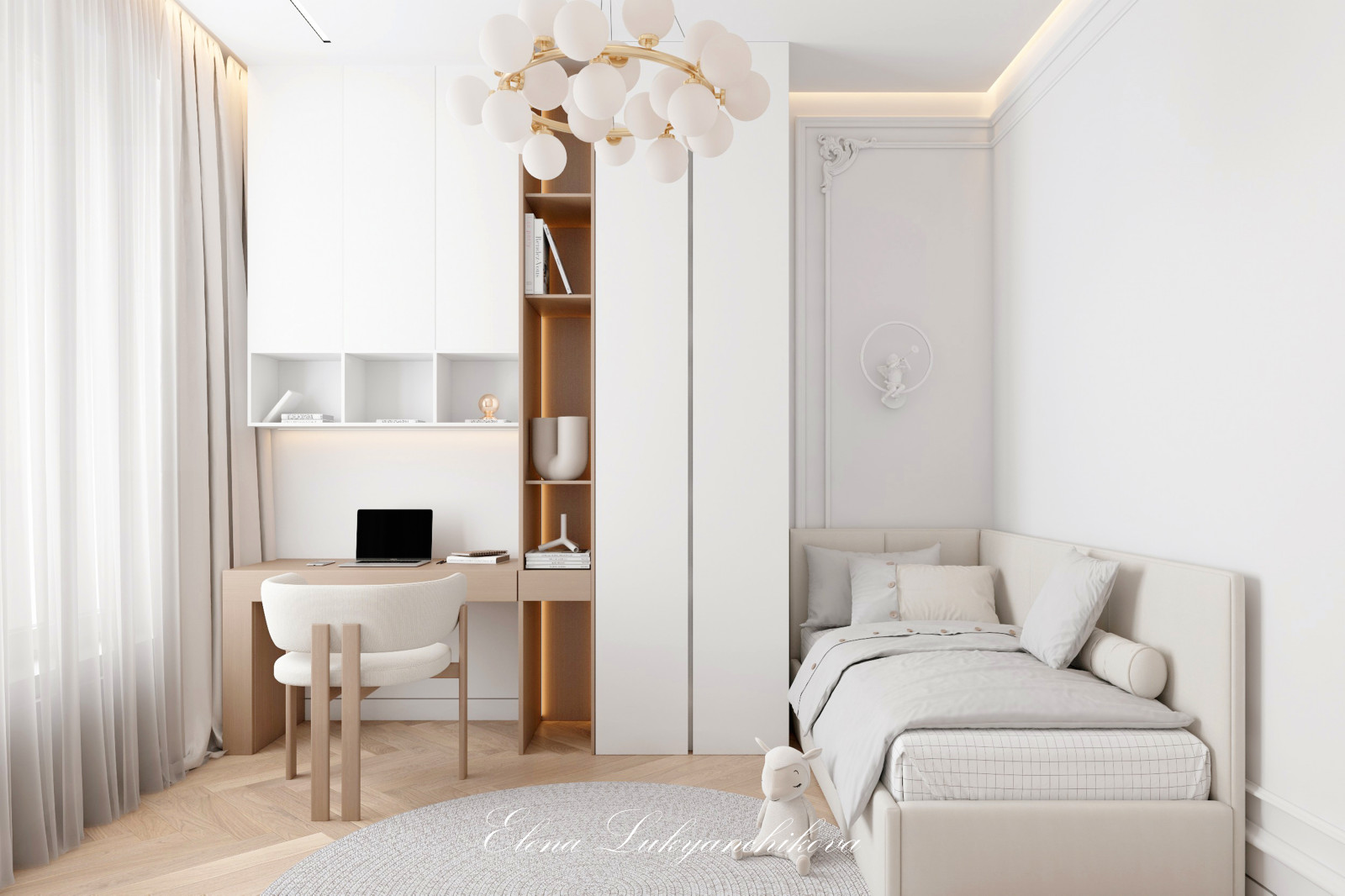 Интерьер детской для девочки ЖК Grand View, Петровский проспект