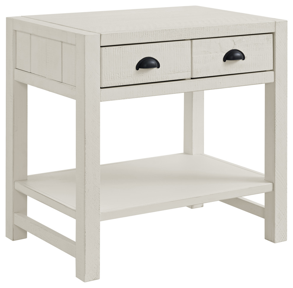 Arden 2Drawer Wood Nightstand with Open Shelf Farmhouse