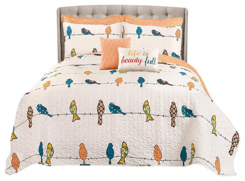 Rowley Birds Quilt Set Contemporary Quilts And Quilt Sets by Lush