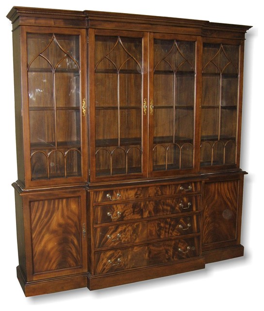 Traditional English Crown Molding Breakfront Traditional China