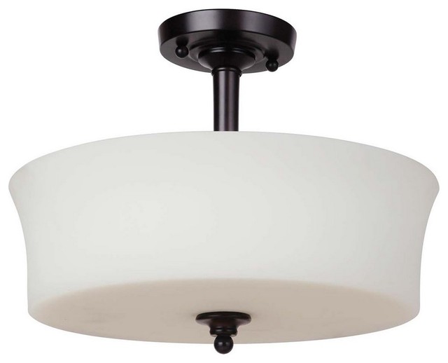 Helena 3 Light Semi Flush Oiled Bronze With White Frosted Glass Helena 3 Light Semi Flush Oiled Bronze With White Frosted Glass