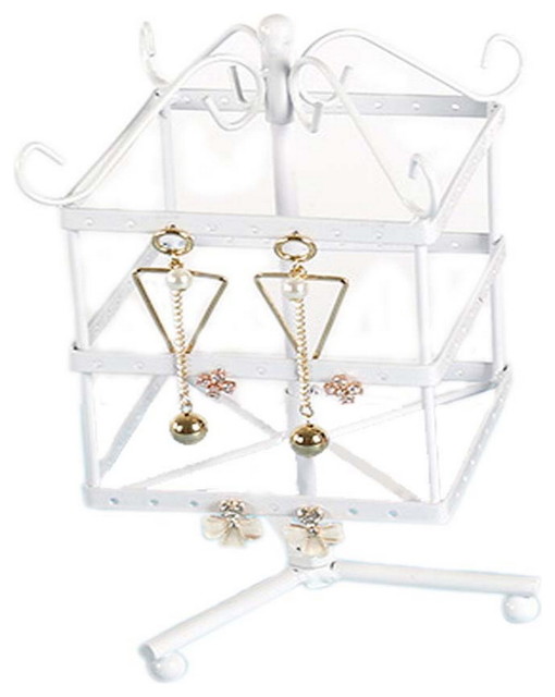 Jewelry Box Earrings Storage Rotatable Square Display Stand White Jewelry Box Earrings Storage Rotatable Square Display Stand White
