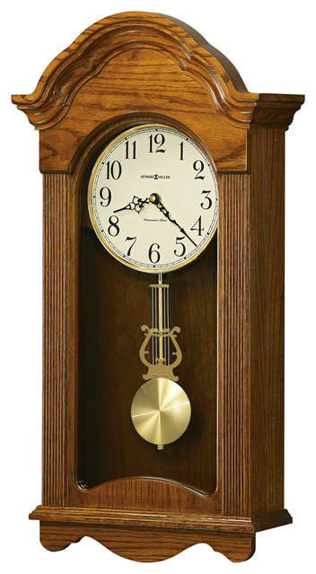 Jayla Oak Wall Clock With Westminster Chime Traditional Clocks By Lighting World Decorators Houzz - Seiko Light Oak Traditional Schoolhouse Wall Clock With Chime And Pendulum
