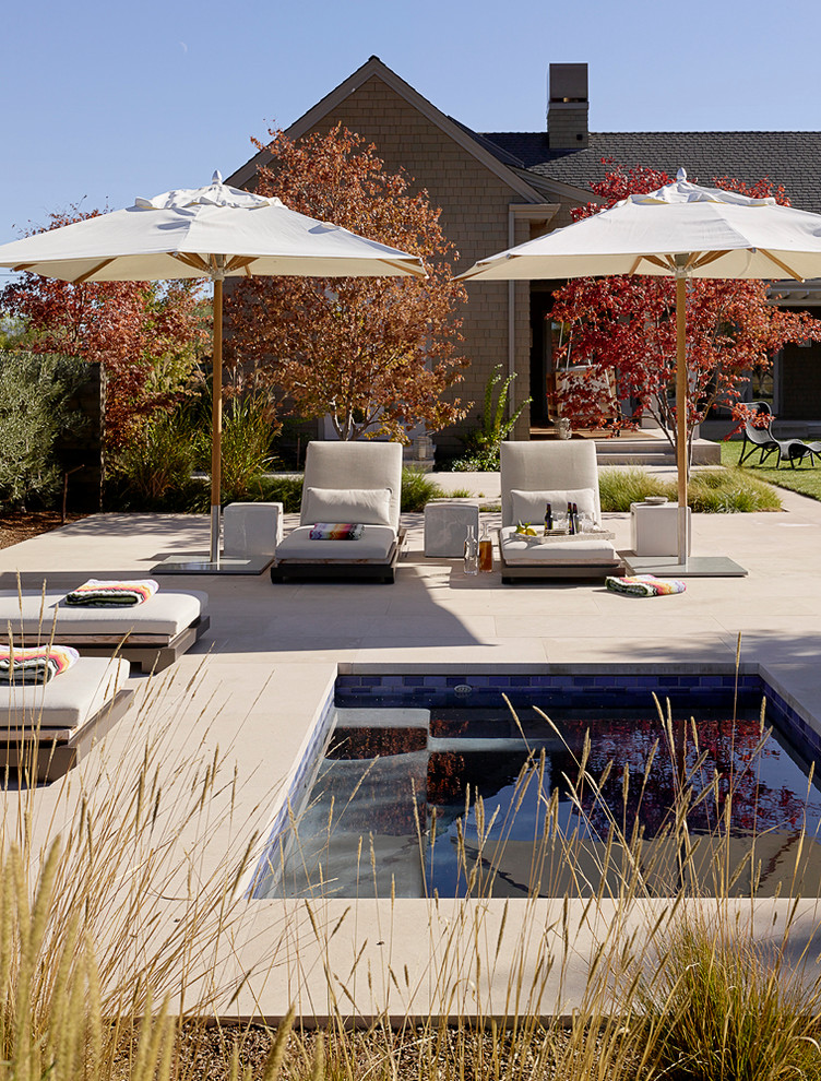 This is an example of a transitional pool in San Francisco with a hot tub.
