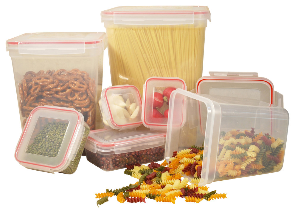 Storage Containers 14 Piece Set Square Lock Seal Lids