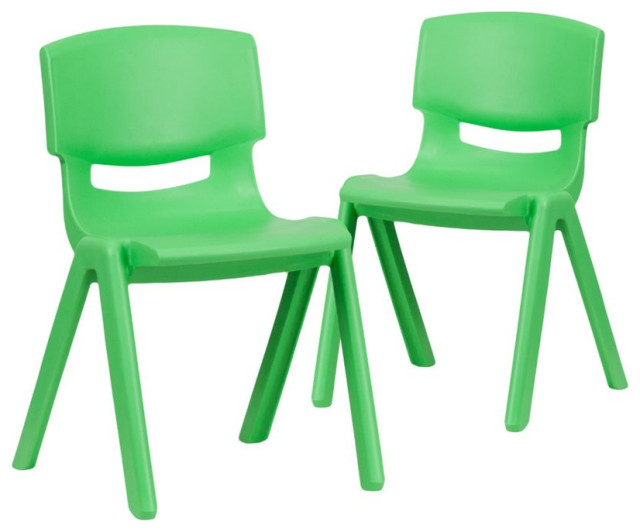 Flash Furniture 13.25" Plastic Stackable School Chair in Green (Set of 2)