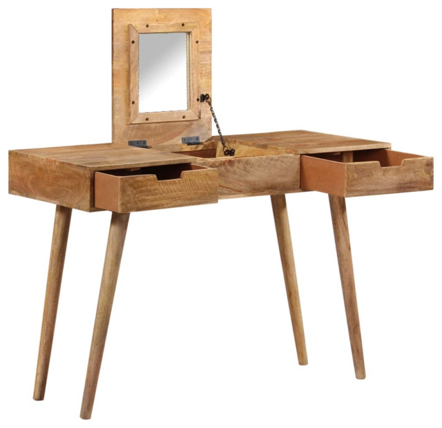 vidaXL Dressing Table 44"x17.7"x29.9" Solid Mango Wood - Midcentury ...