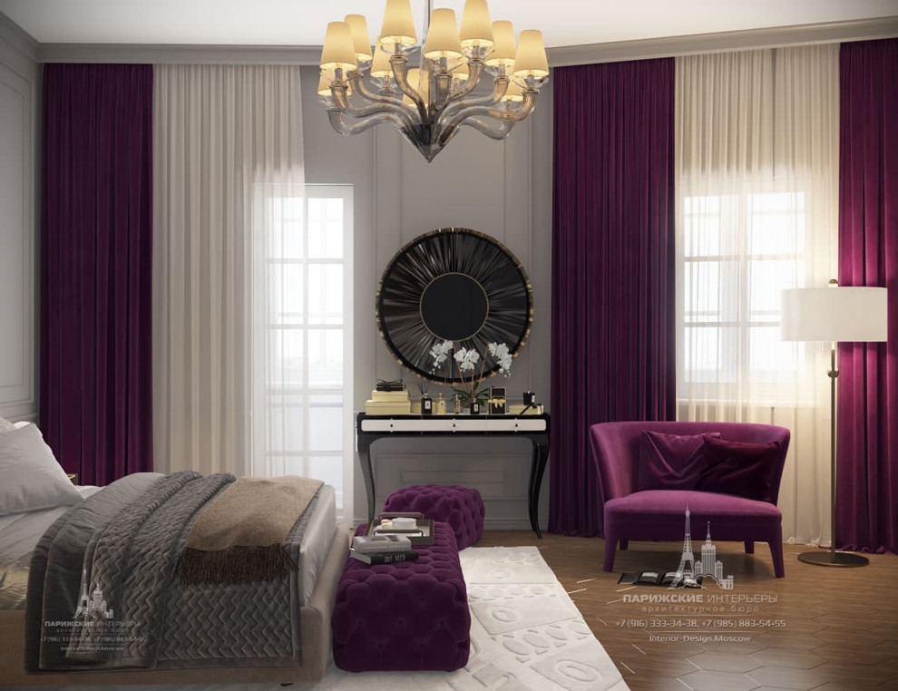 Океанский подарок. Бордовые акценты в московской 3-комнатной квартире