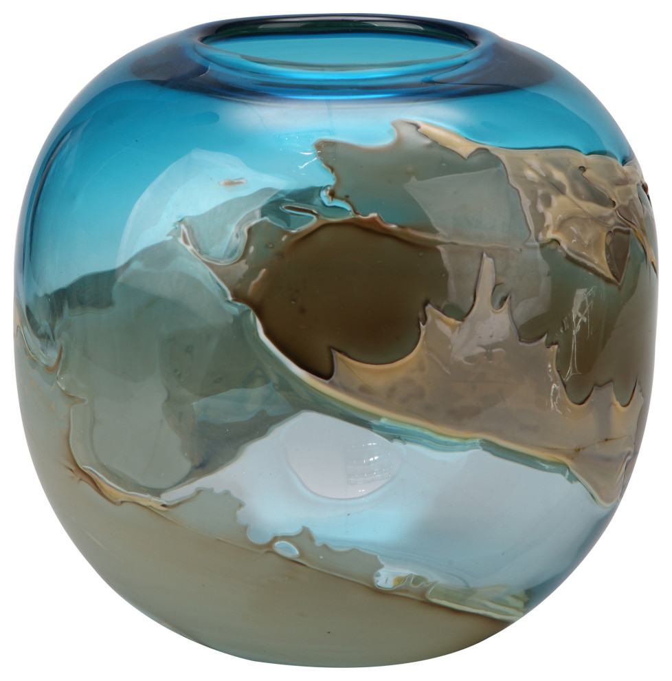 Contemporary Mystic Blue Vase Globe Blue Contemporary Vases by First of a Kind USA Inc