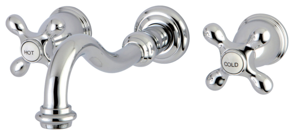 Kingston Brass 2-Handle Wall Mount Bathroom Faucet, Polished Chrome