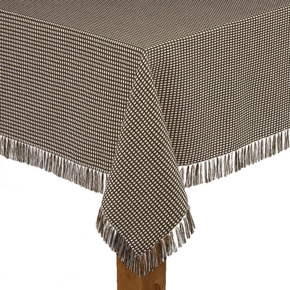 Homespun Fringed 100% Cotton Tablecloth, 52"x70" - Contemporary - Tablecloths - by LINTEX LINENS ...