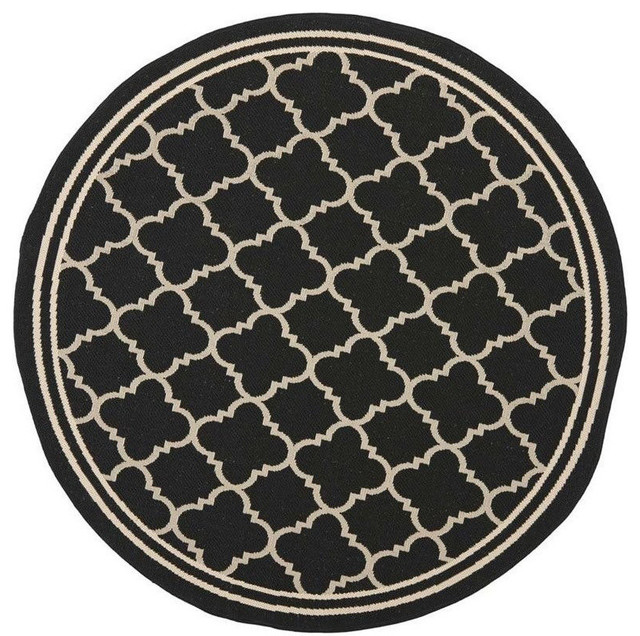 Safavieh Courtyard Black Indoor Outdoor Rug, Round 4' Mediterranean