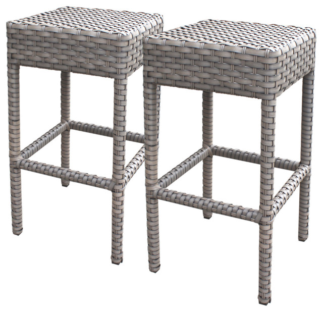 Monterey Backless Barstools Grey Stone, Outdoor Backless Wicker Bar Stools