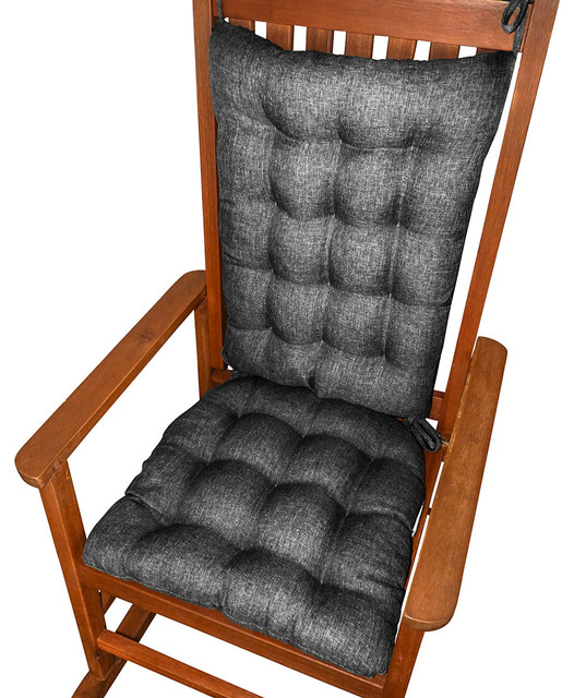 Hayden Pewter Gray Rocking Chair Cushions, Latex Foam Fill