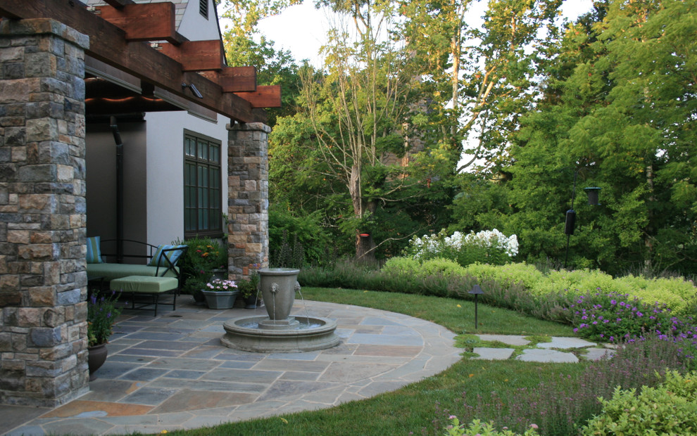 Inspiration for a traditional garden in DC Metro with a water feature.