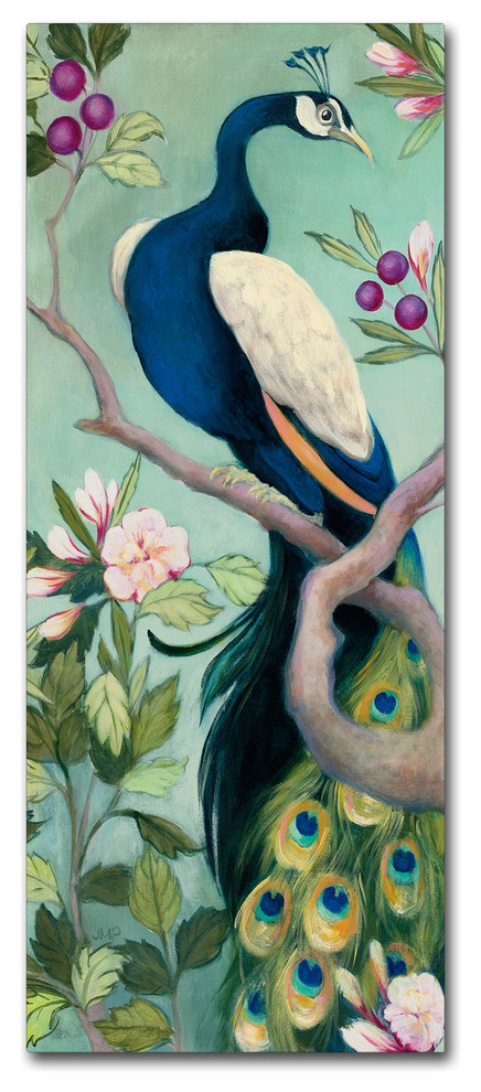 Julia Purinton 'Pretty Peacock I' Canvas Art, 10" x 24"