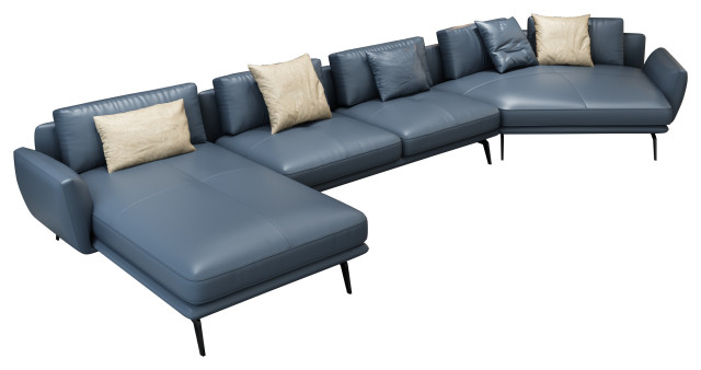 3 Pieces European Furniture Santiago, Modern Contemporary 3 Piece Leather Sectional Sofa