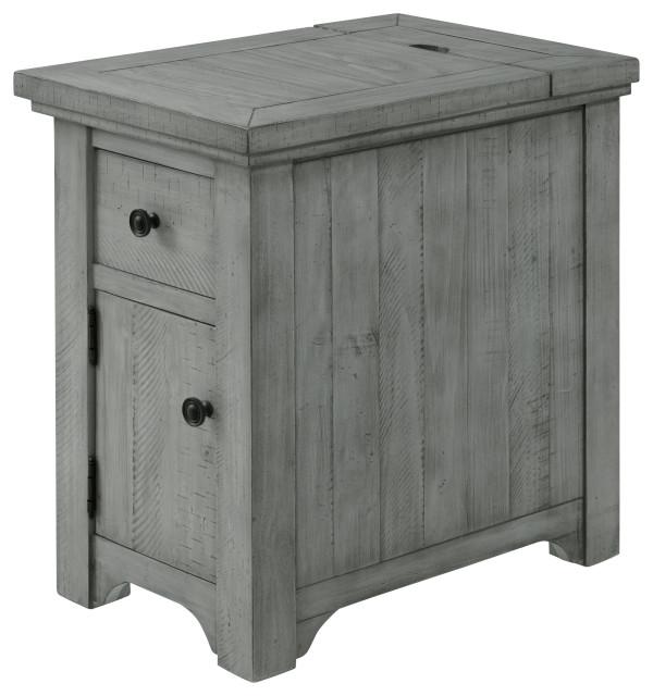 Dove Gray Beach House Chairside Table With Power Farmhouse Side