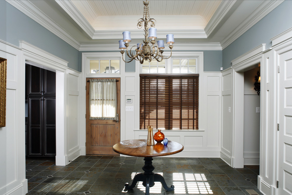 Design ideas for a traditional entryway in Baltimore with blue walls.
