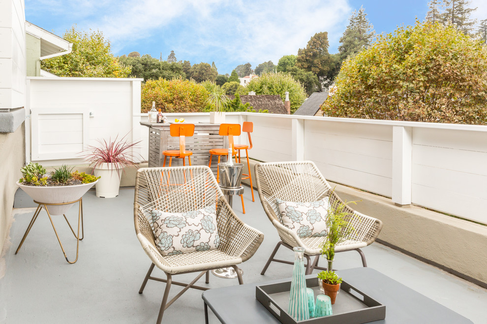 Photo of a mid-sized midcentury rooftop deck in San Francisco with no cover.
