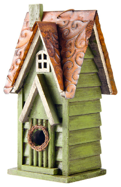 rustic garden distressed wooden birdhouse window
