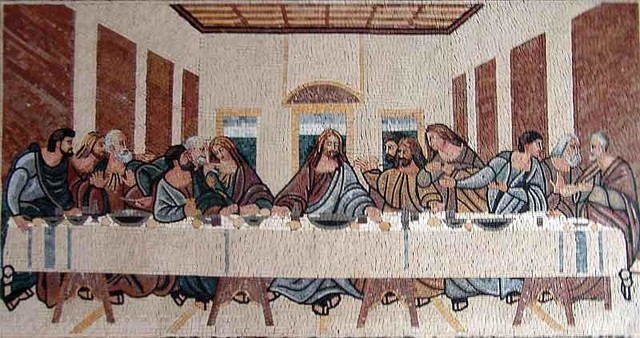 Leonardo Da Vinci Last Supper Reproduction Mosaic, 63"x118"