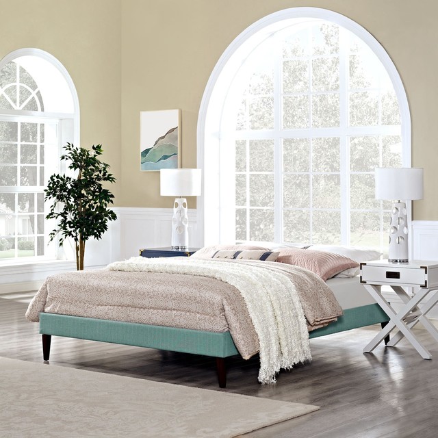 Modern Contemporary Urban Queen Size Platform Bed Frame, Navy Blue ...