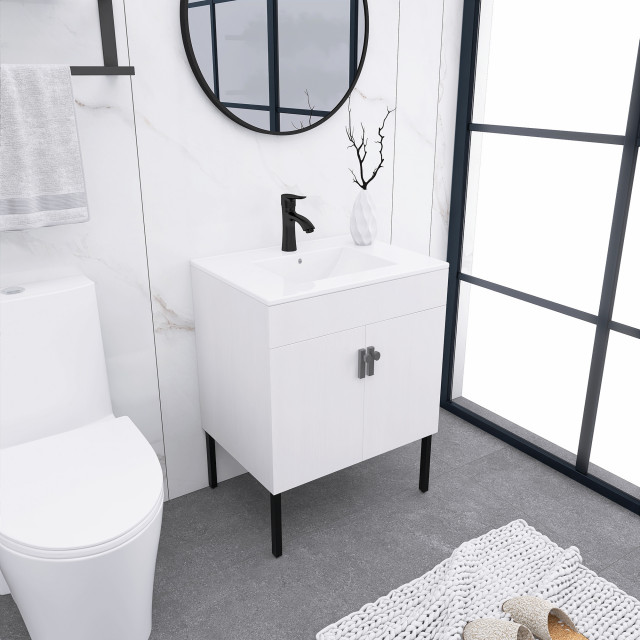 24/30 Inches Plywood Freestanding Bath Vanity Set, Ceramic Sink, 24" X ...