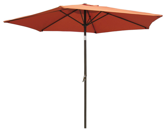 St. Kitts Aluminum Tilt and Crank 8' Outdoor Umbrella, Bronze/Terra Cotta