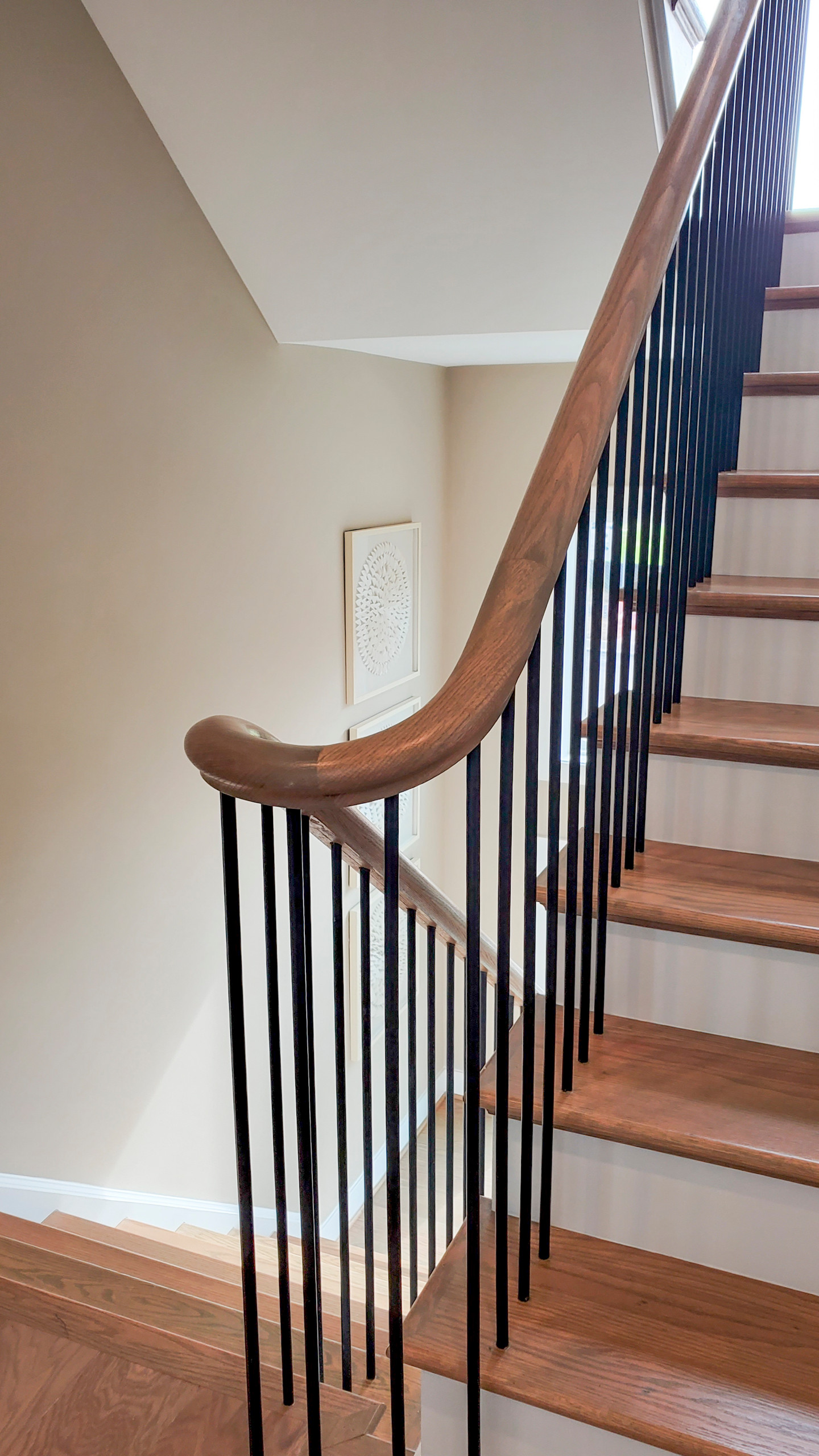 Project #153 | Sophisticated Red Oak Stair with Metal Balusters