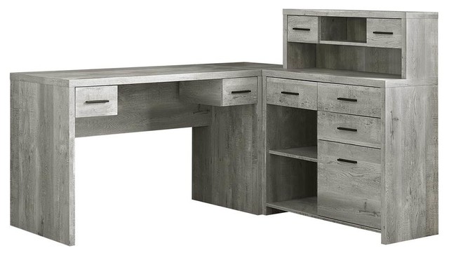 Left And Right Facing Corner Computer Desk In Gray Rustic Right Facing Corner Computer Desk