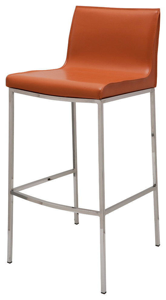 Nuevo Colter 29.5" Leather Bar Stool in Ochre