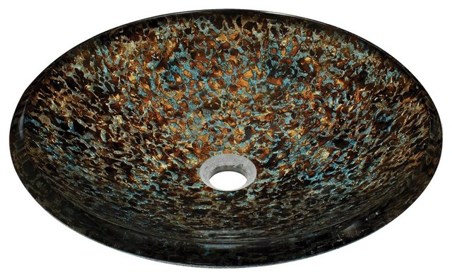 634 Hand Painted Foil Undertone Glass Vessel Sink