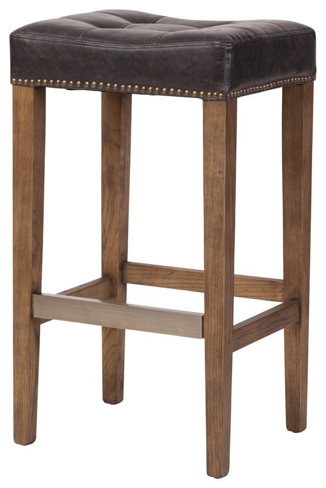 Ash Bar Stool in Biker Black Transitional Bar Stools And Counter