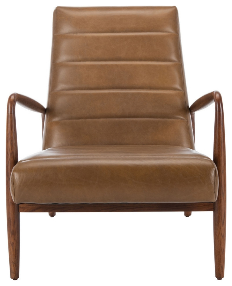 Sabello Channel Tufted Arm Chair Gingerbread / Dark Walnut
