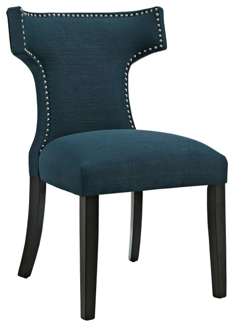 Curve Upholstered Fabric Dining Chair, Azure